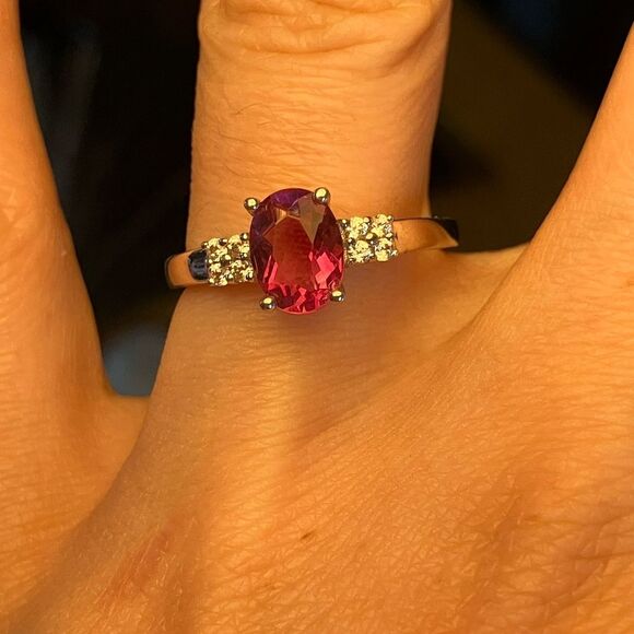 Color Change Pink Fluorite Sterling Silver Ring Size 8 - Picture 2 of 9